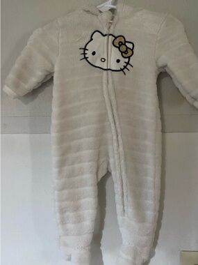 Hello Kitty Sanrio Cream Plush One-Piece Footed Romper